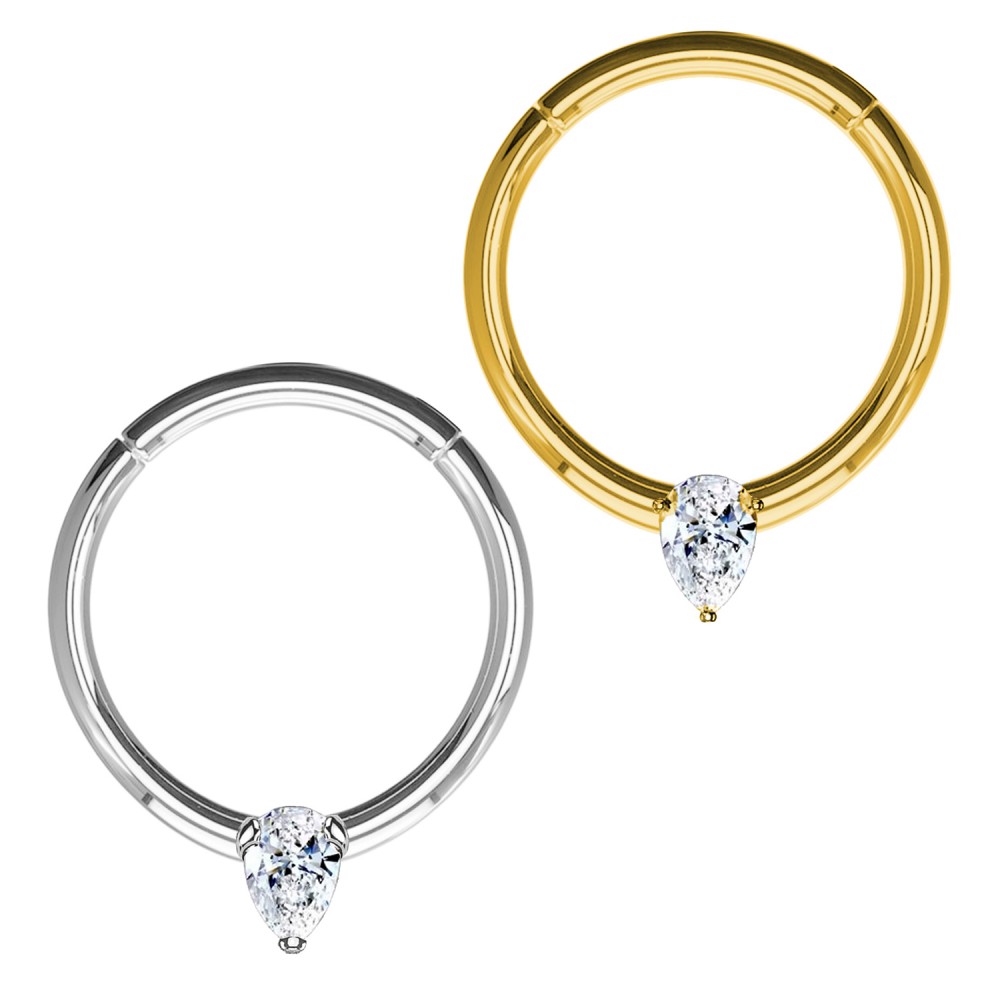 PY-141 Circle with drop shape crystals Solitaire