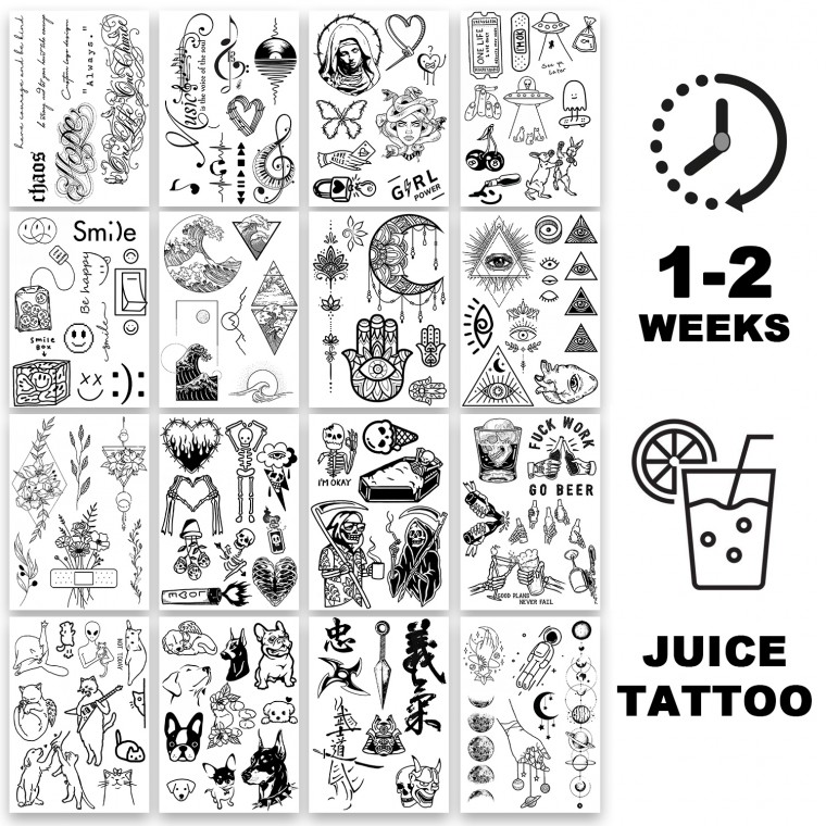AWAKEN Semi Permanent Tattoos Stickers Temporary Tattoos Black 4PCS/SET