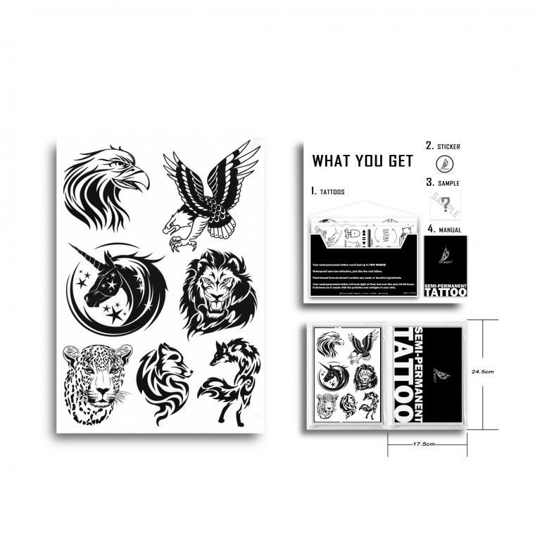 AWAKEN Tatuaggi Semi Permanente Adesivi Tatuaggi temporanei 019 AWAKEN Tatuaggi Semi Permanente Adesivi Tatuaggi temporanei 019