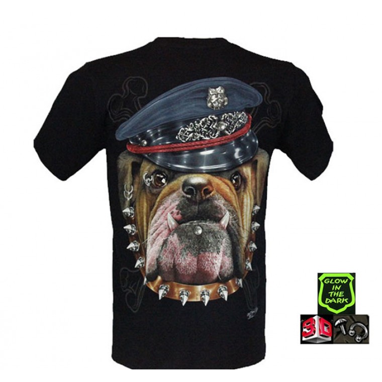 3D-045 Rock Chang Maglietta Effetto 3D e Nottilucente Cane con Piercing