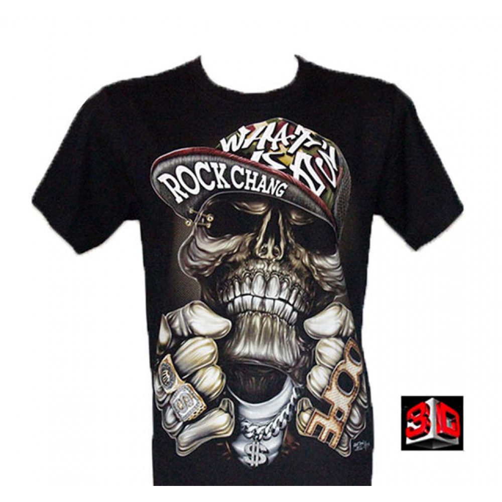 3D-068 Rock Chang T-shirt Skull Gangster Effect 3D and Noctilucent with Piercing