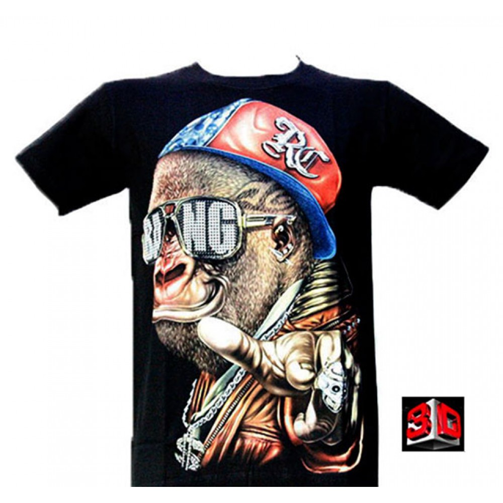 3D-080 Rock Chang T-shirt Gangster Gorilla Effect 3D and Noctilucent with Piercing