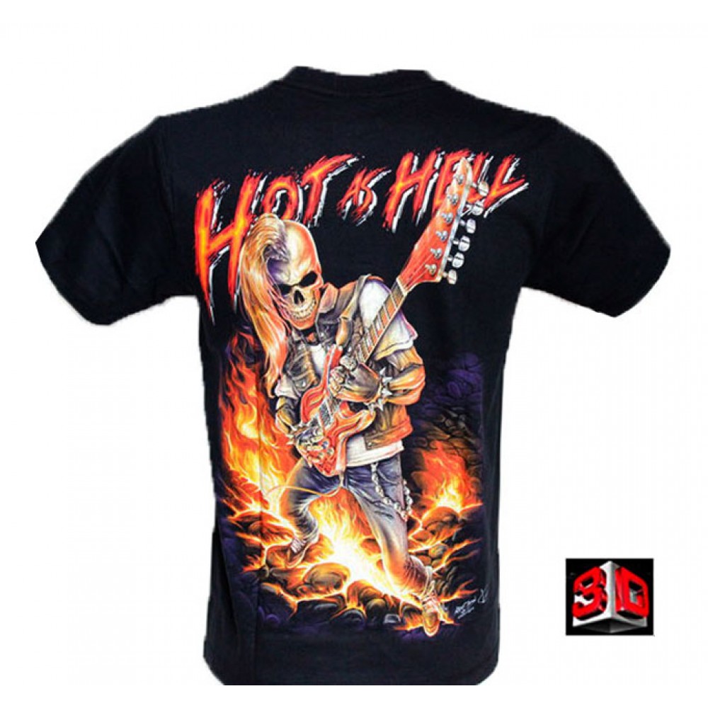 3D-091 Rock Chang T-shirt Infernal Guitarist Effect 3D Glow in the Dark with Piercing