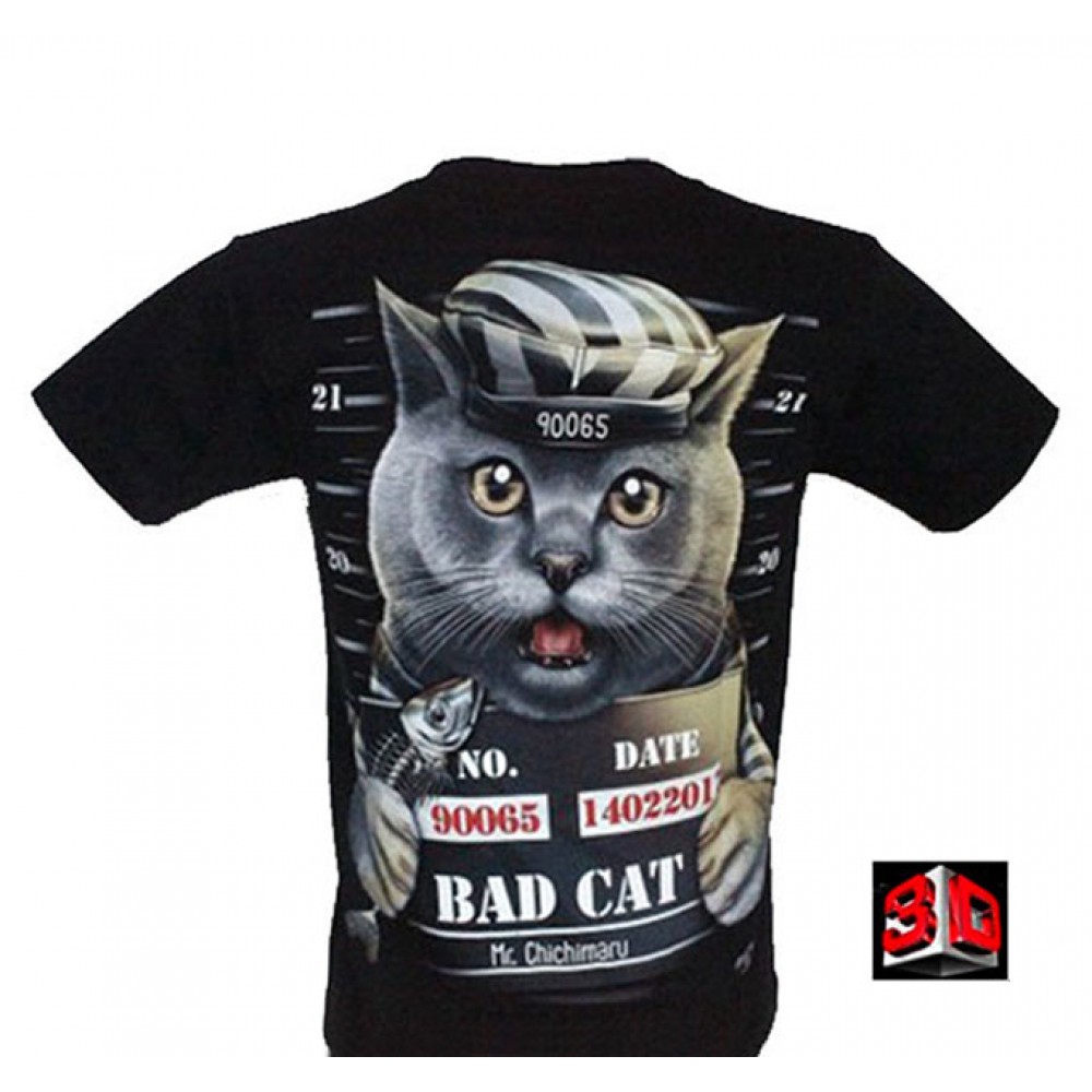 3D-102 Rock Chang Maglietta Gatto Effetto 3D e Nottilucente con Piercing