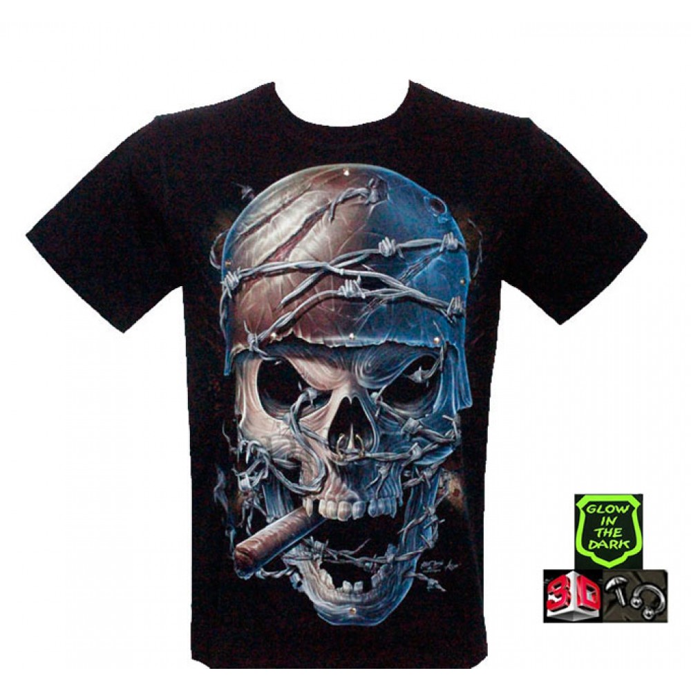 3D-117 Rock Chang T-shirt Skull Effect 3D and Noctilucent with Piercing