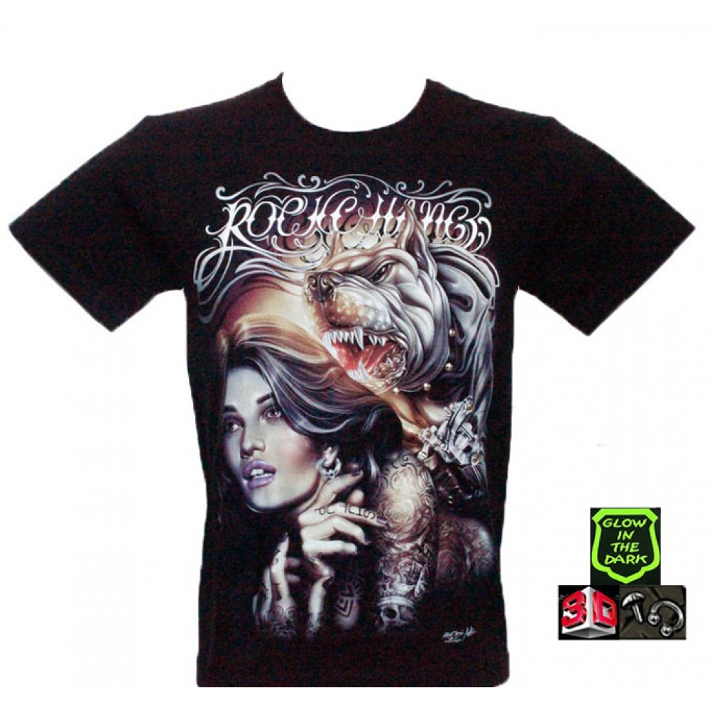 3D-118 Rock Chang T-shirt Woman and Dog Effect 3D and Noctilucent with Piercing 3D-118 Rock Chang T-shirt Woman and Dog Effect 3D and Noctilucent with Piercing