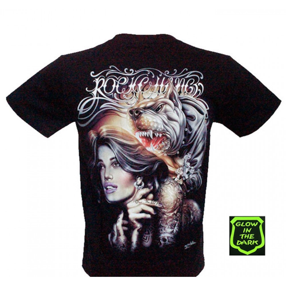 3D-118 Rock Chang T-shirt Woman and Dog Effect 3D and Noctilucent with Piercing 3D-118 Rock Chang T-shirt Woman and Dog Effect 3D and Noctilucent with Piercing
