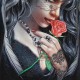 3D-126 Rock Chang T-shirt Beauty and Roses Effect 3D and Noctilucent with Piercing