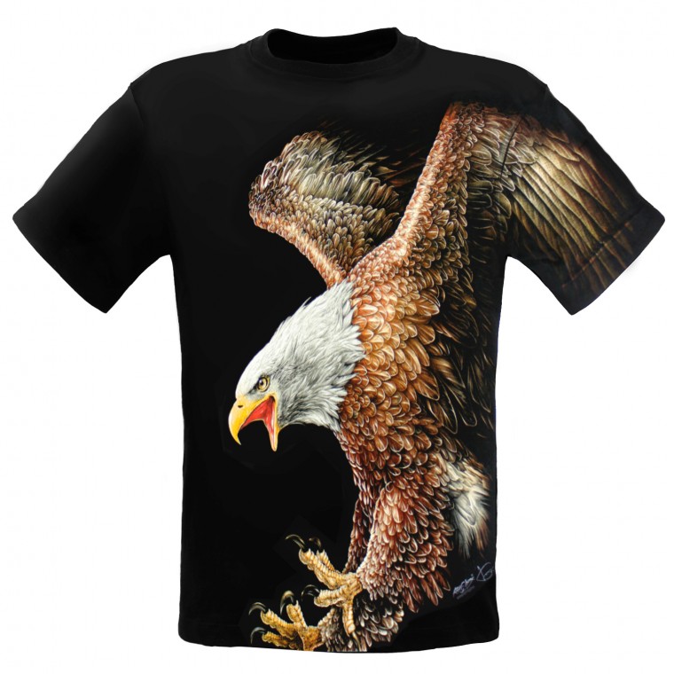 3D-129 Rock Chang Maglietta Aquila Effetto 3D e Nottilucente con Cristallo