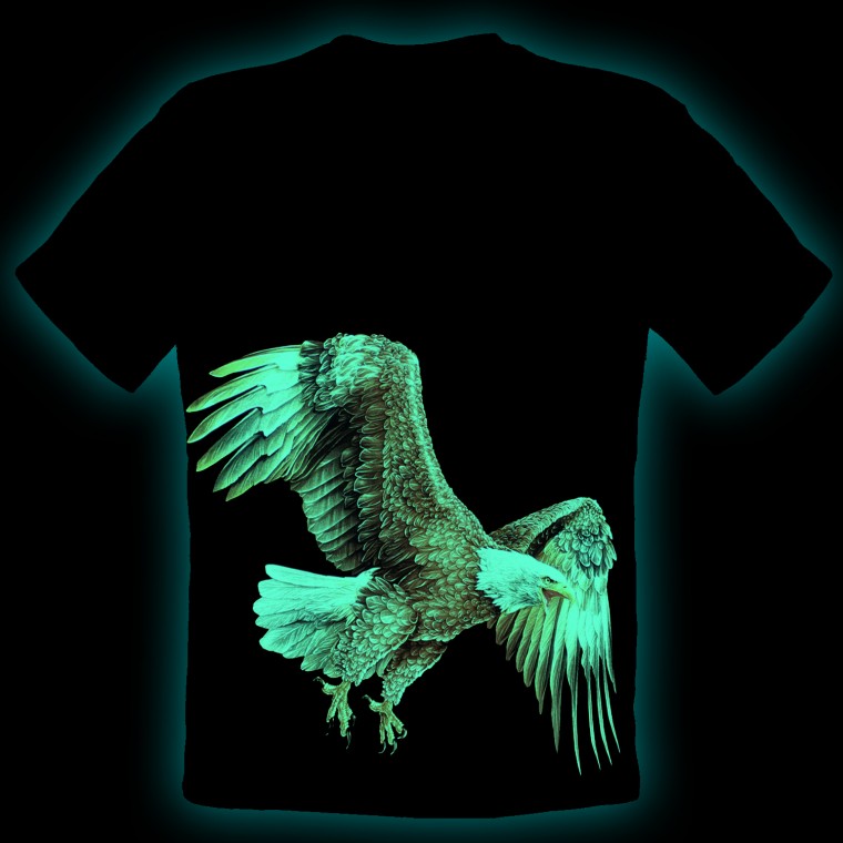 3D-129 Rock Chang Maglietta Aquila Effetto 3D e Nottilucente con Cristallo