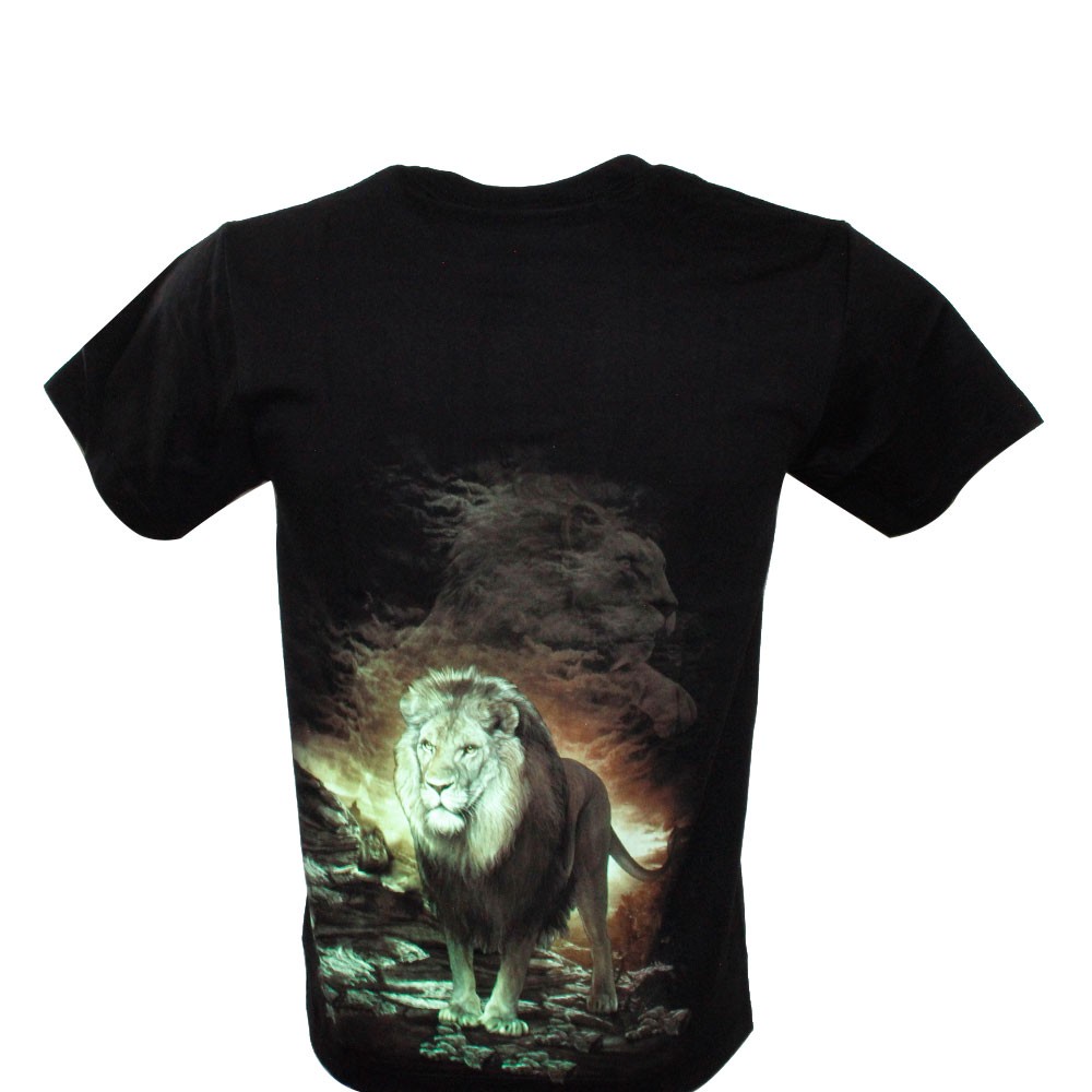 3D-132 Rock Chang T-shirt Leeuw Effect 3D en Noctilucent met Piercing 3D-132 Rock Chang T-shirt Leeuw Effect 3D en Noctilucent met Piercing