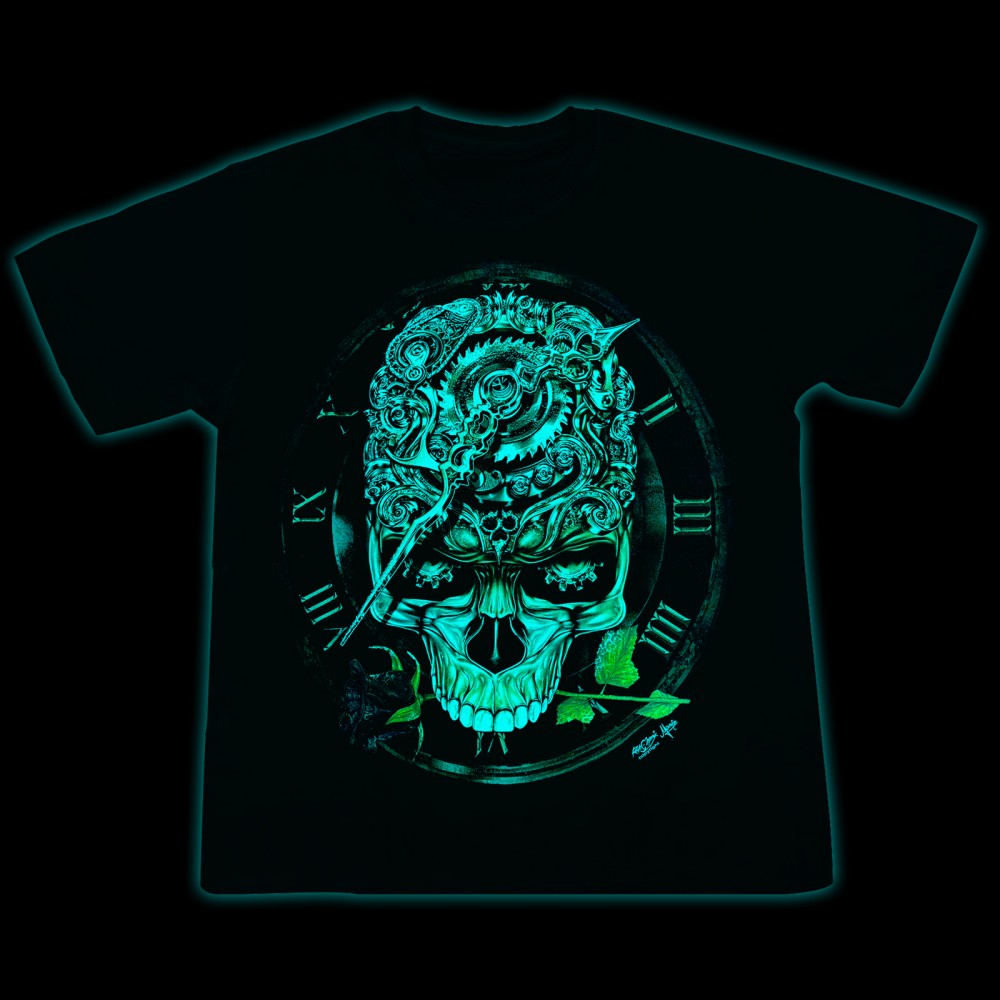 3D-158 Rock Chang T-shirt Effect 3D and Noctilucent  Mechanical Skull