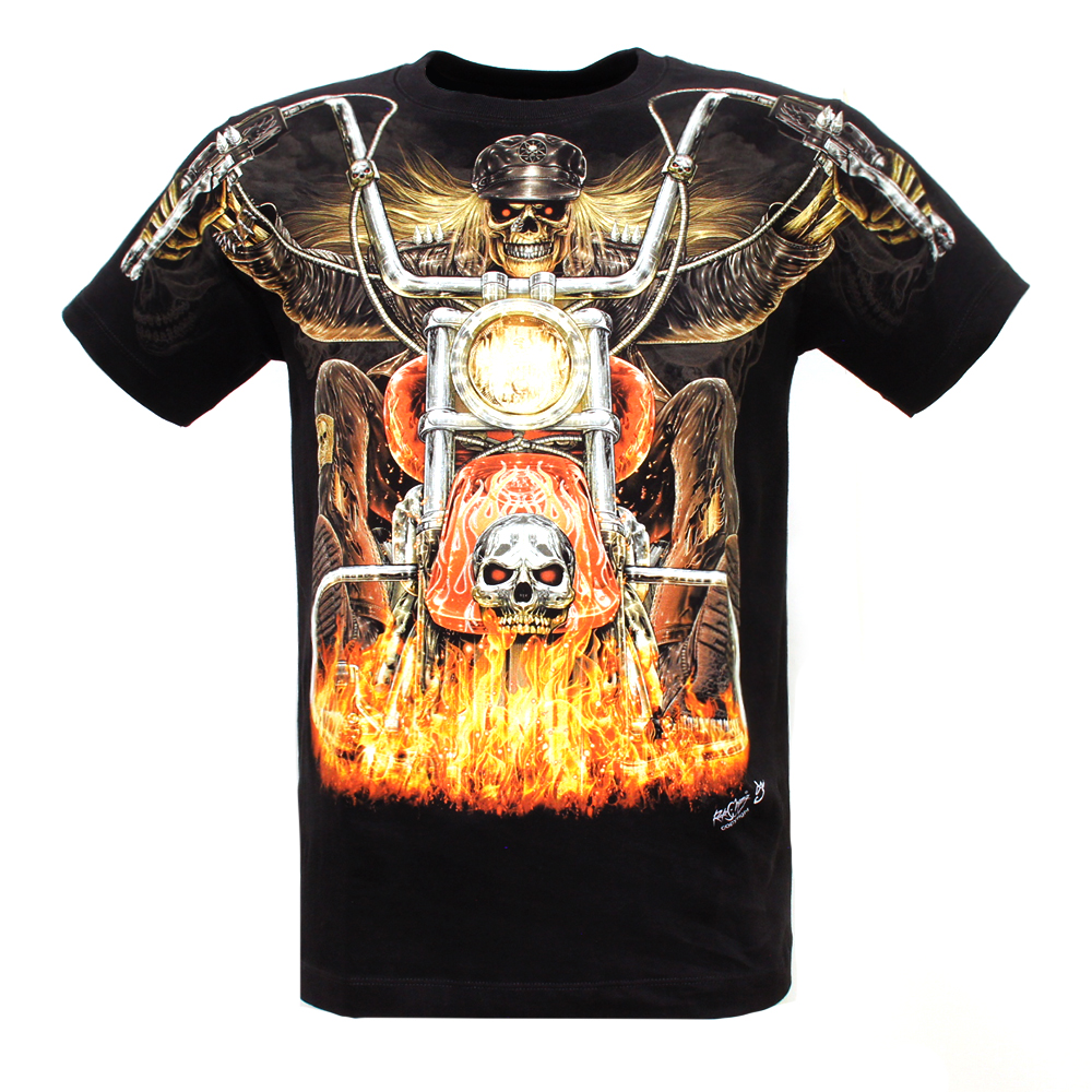 F-HD-010 Rock Chang T-shirt Skull and Motorcycle