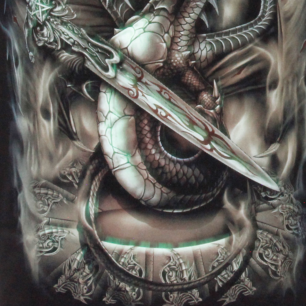 GR-435 Rock Chang T-shirt Noctilucent Dragon with Sword