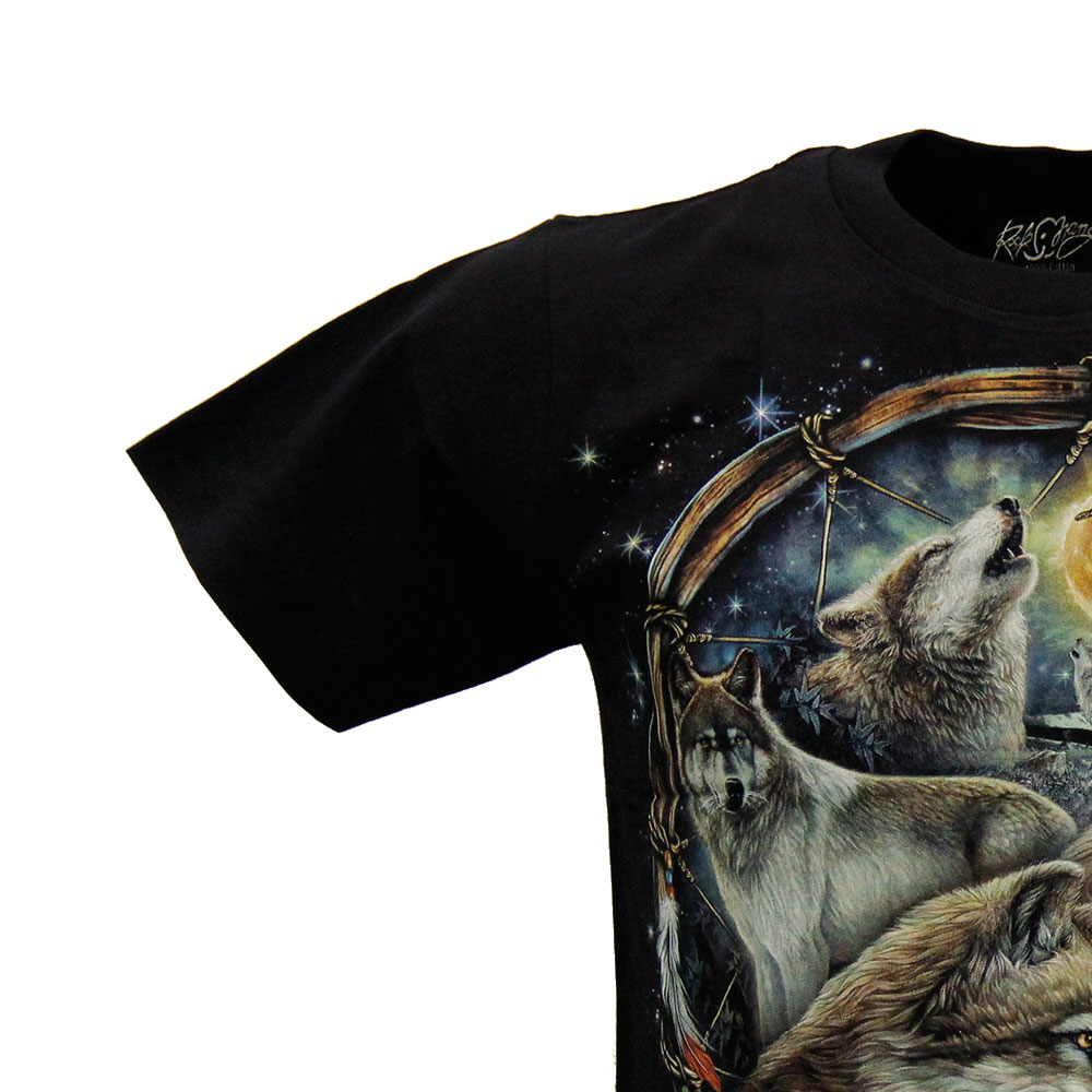 GR-535 Rock Chang T-shirt Noctilucent Dreamcatcher with Grey Wolf