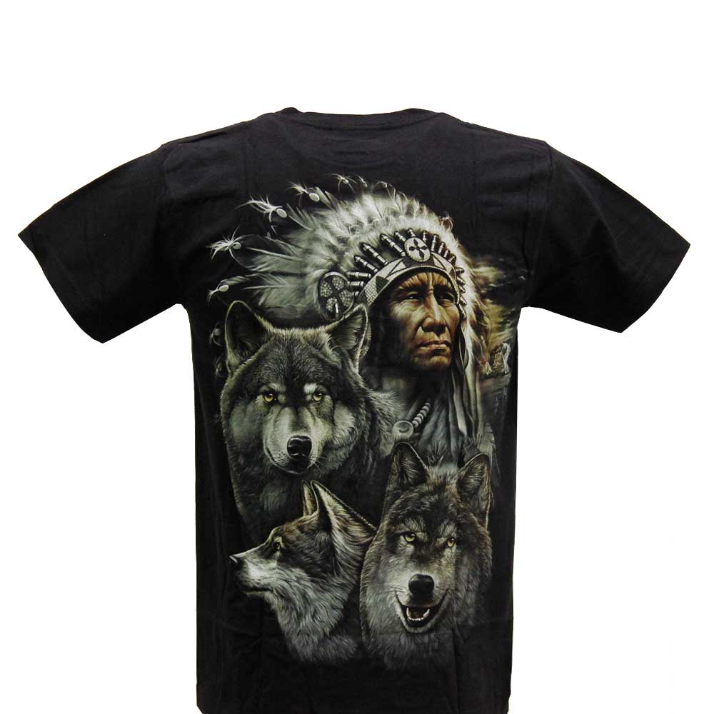 GR-661 Rock Chang T-shirt Noctilucent Native Americans and Wolves