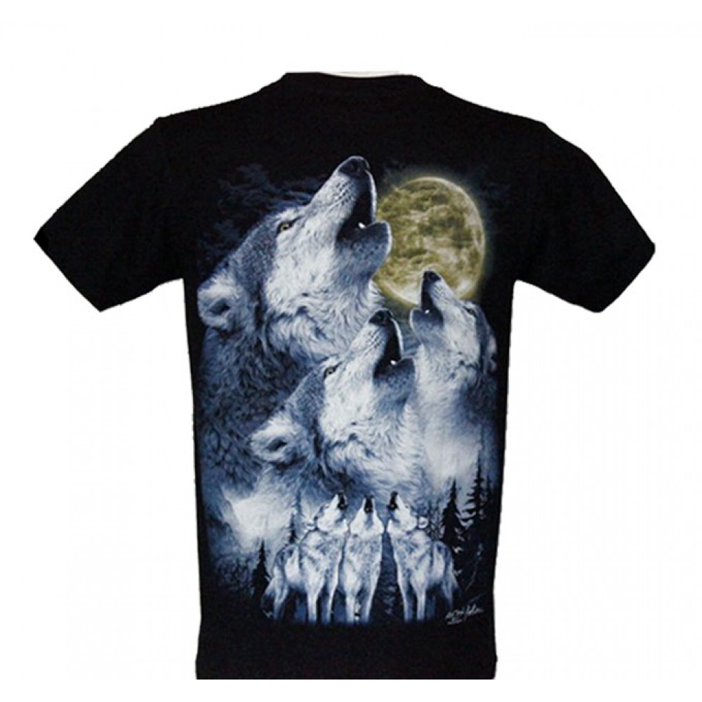 GR-674 Rock Chang T-shirt Noctilucent Wolves and Moon