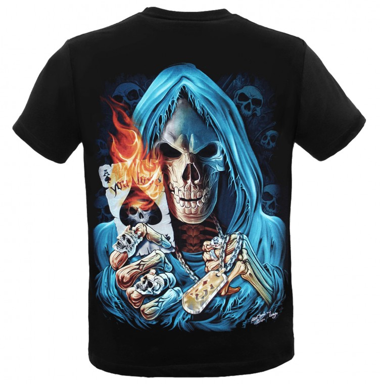 GR-838 Rock Chang Maglietta con fiamma e teschi retro luminescente