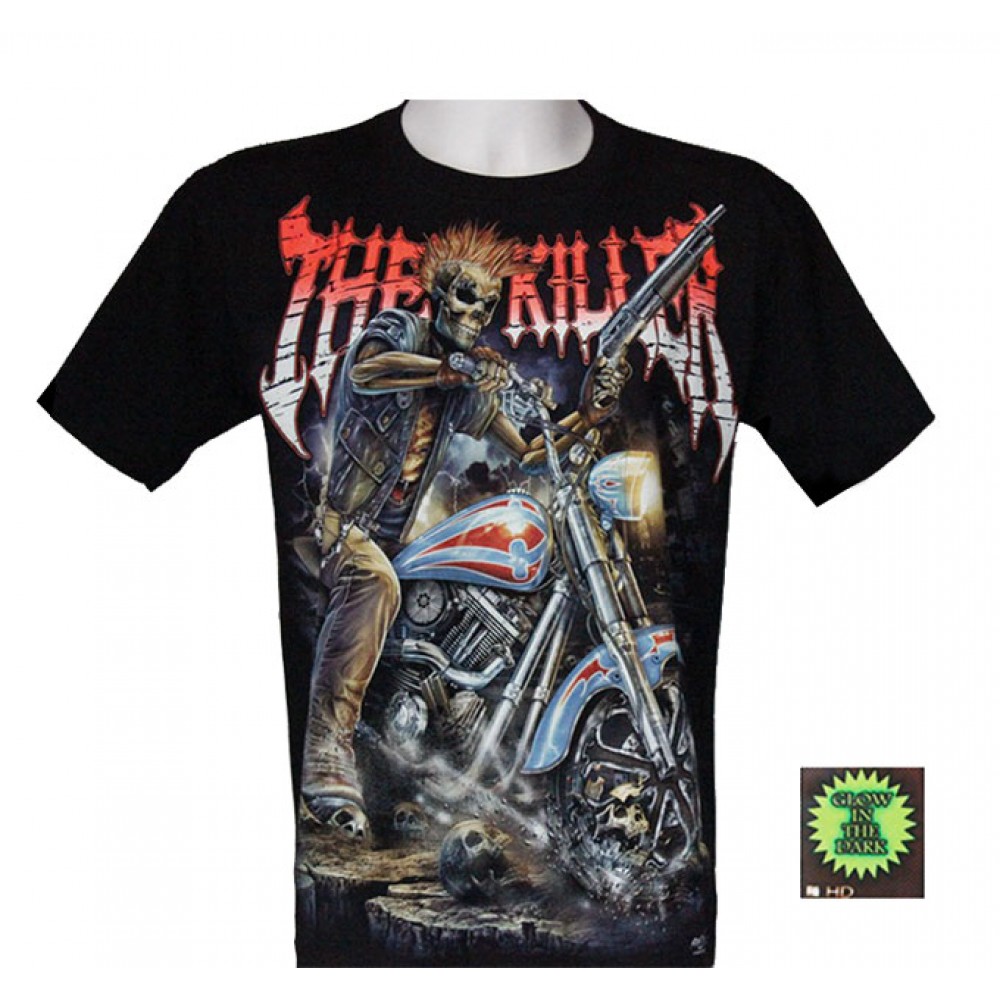 HD-036 Rock Chang T-shirt HD Skull with Motorcycle