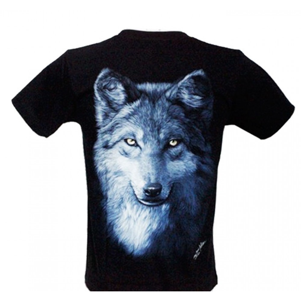 HD-070 Rock Chang T-shirt HD Wolf with Blue Eyes