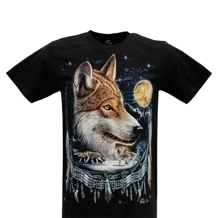MA-190 Caballo T-shirt Noctilucent Wolf and the Moon