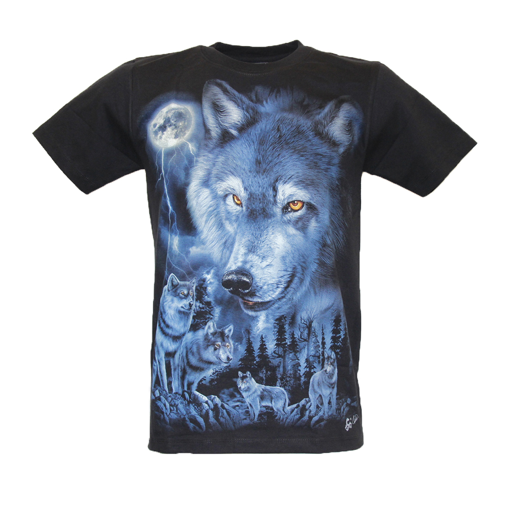 MA-494 Caballo T-shirt Noctilucent Wolves with the Full Moon