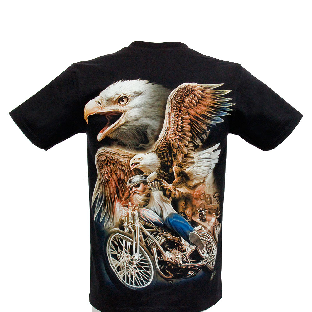 MB-055 T-shirt  Flying Eagle and Motor Biker