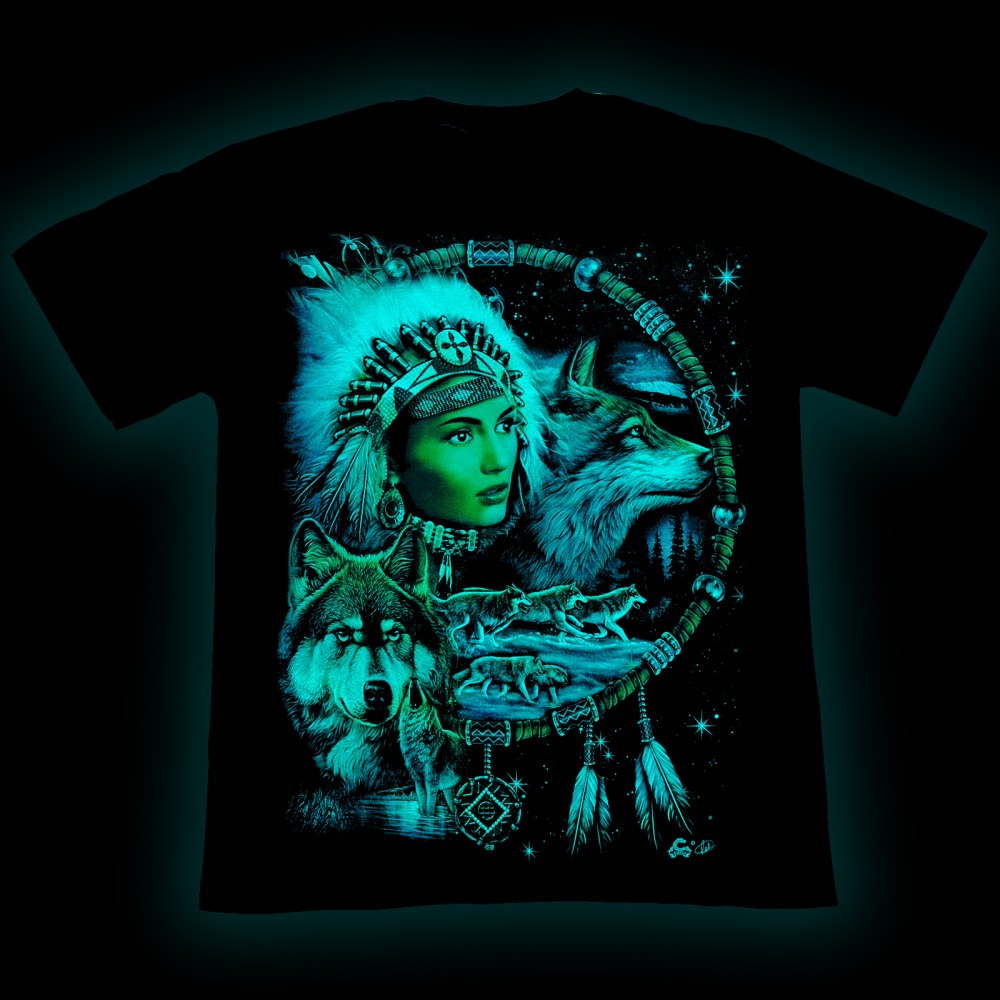 MF-017 Caballo T-shirt Native Americans and Wolves
