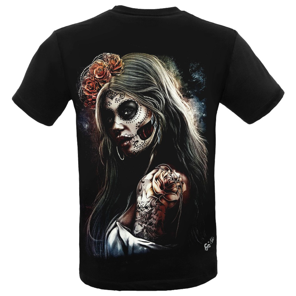 MF-168 Caballo T-shirt Native Woman with roses and tattoos