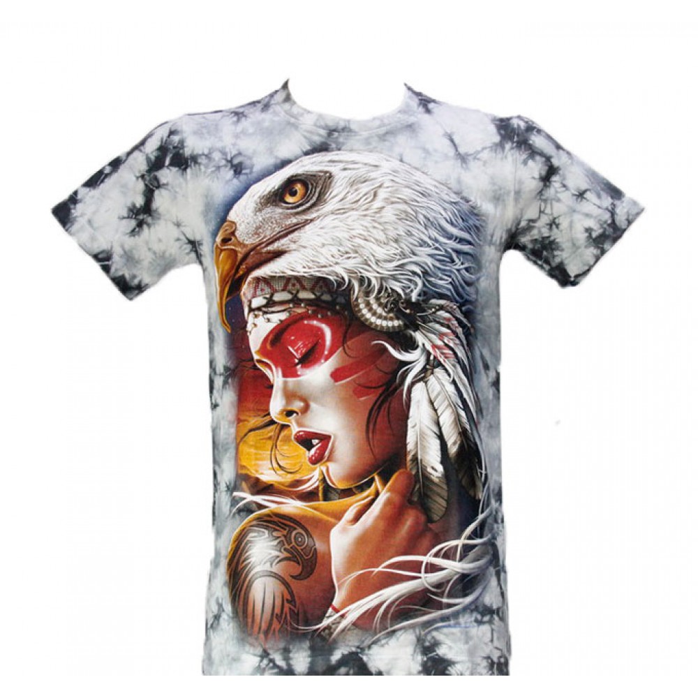 TD-314 T-shirt Tie-Dye Woman with Eagle Hat