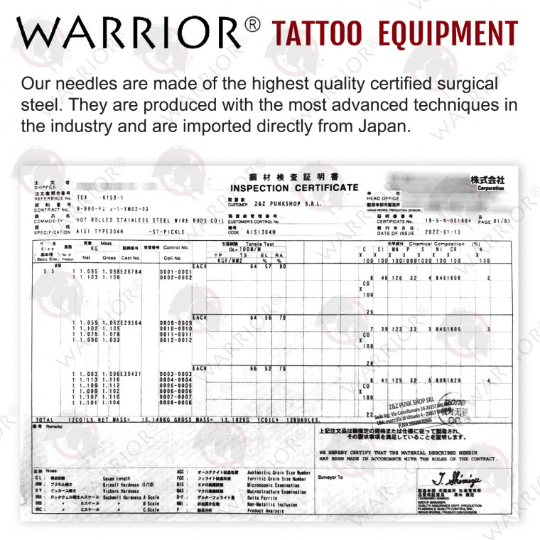 WARRIOR PRO Cartucce Per Tatuaggio (Ø 0.35mm Curva Magnum)