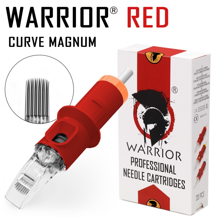 WARRIOR Red Cartucce Per Tatuaggio (Ø 0.30mm Curve Magnum)