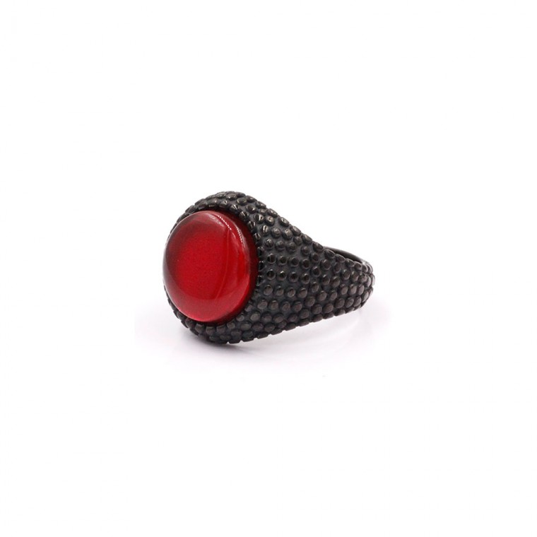 A-236 Black Ring with Red Gem