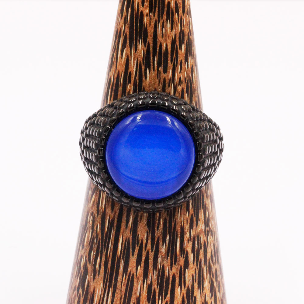 A-238 Black Ring with Blue Gem