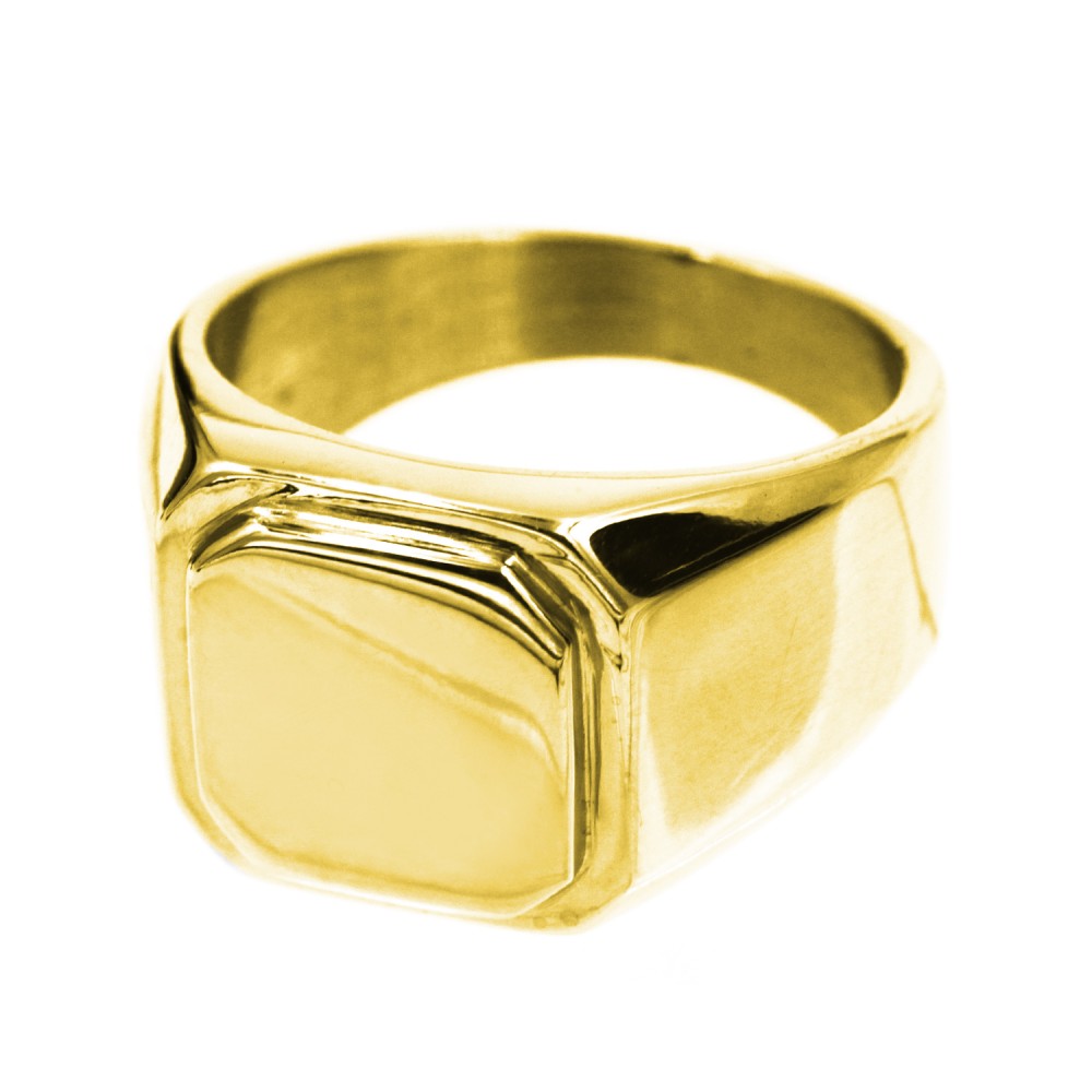 A-504 Steel Ring Basic Squared Gold