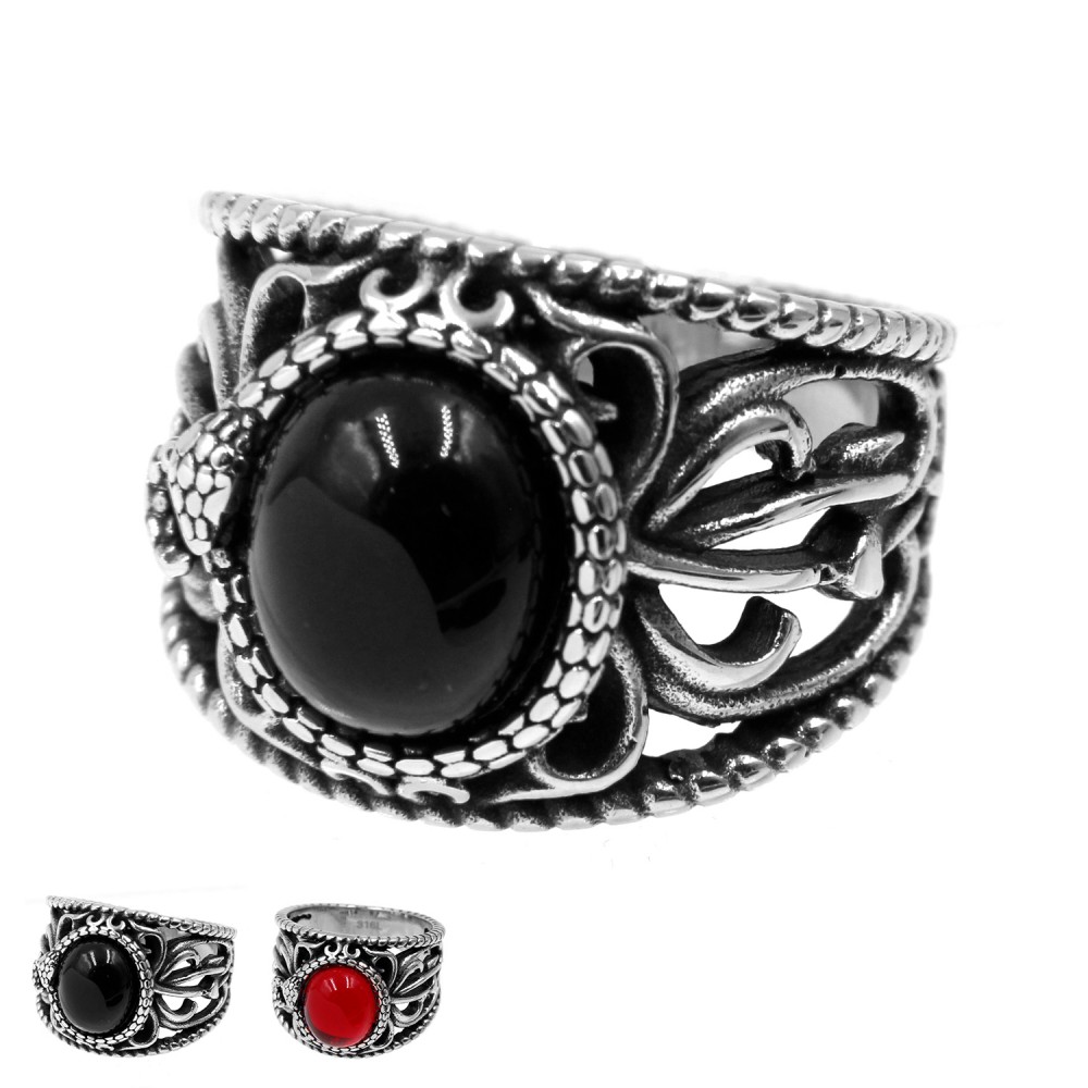 A-541 Ring Creeper with Snake and Oval Stone