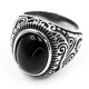 Steel Ring with Oval Black Gem
