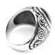 Steel Ring with Oval Black Gem