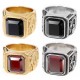 A-493 Steel Ring with Square Gem