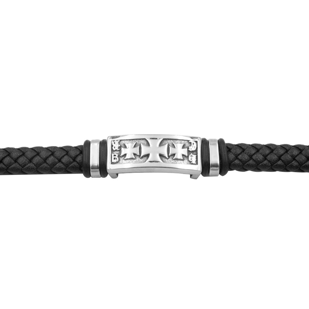 LEATHER BRACELET WITH CROSS