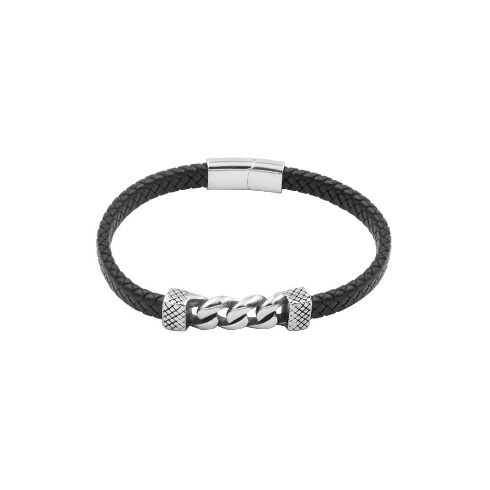 LEATHER BRACELET WITH STEEL
