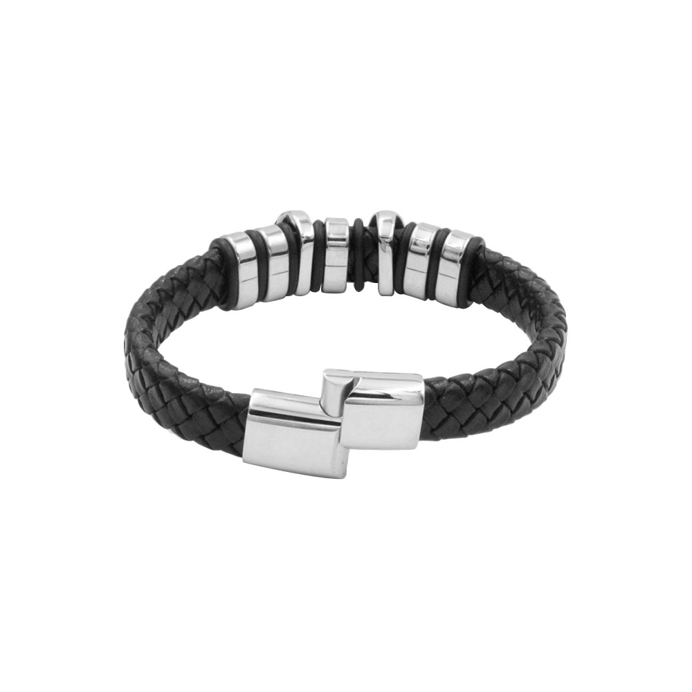 LEATHER BRACELET WITH ANCHOR