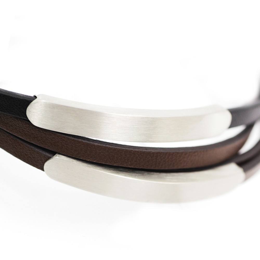 B-115 Man Bracelet in Leather and Steel