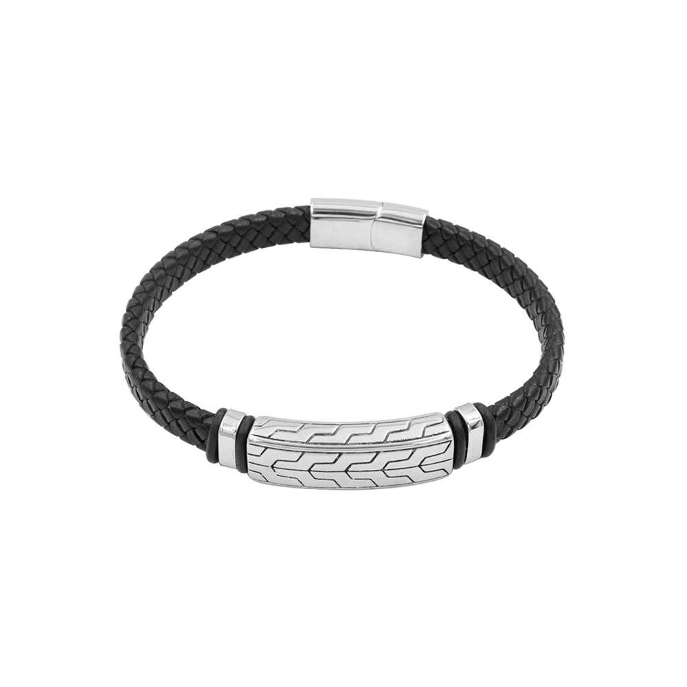 LEATHER BRACELET WITH STEEL