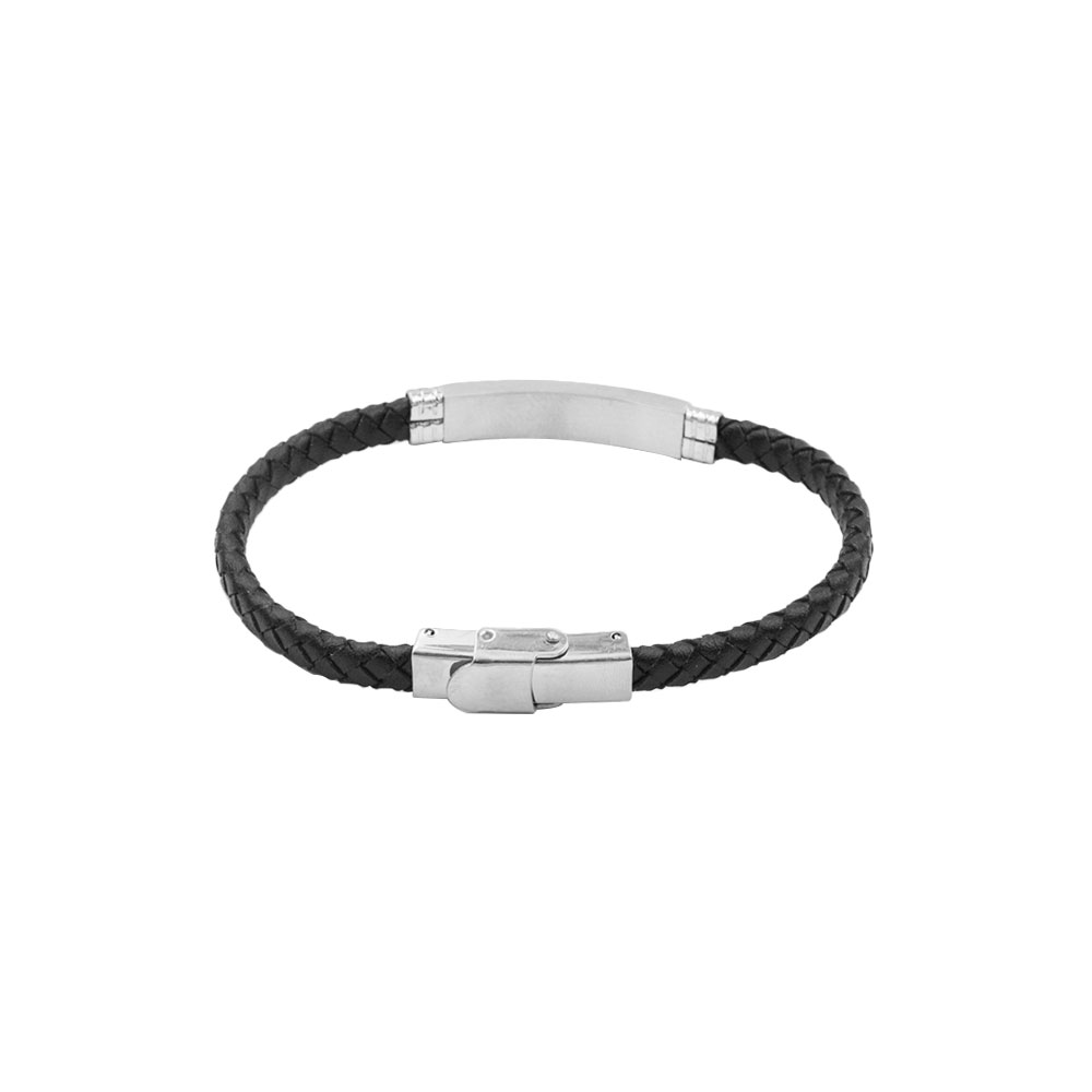 B-143 Man Bracelet in Leather and Steel