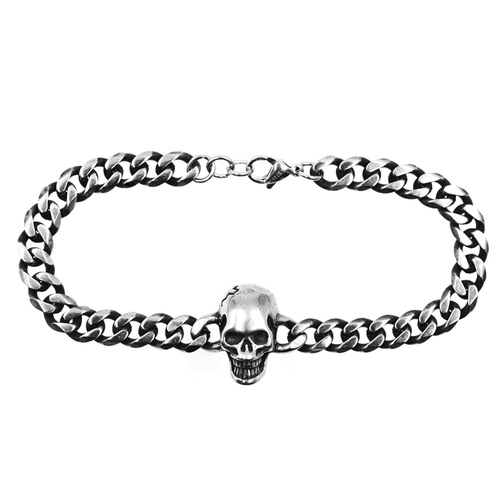 Bracelet  Skull Chain in Steel