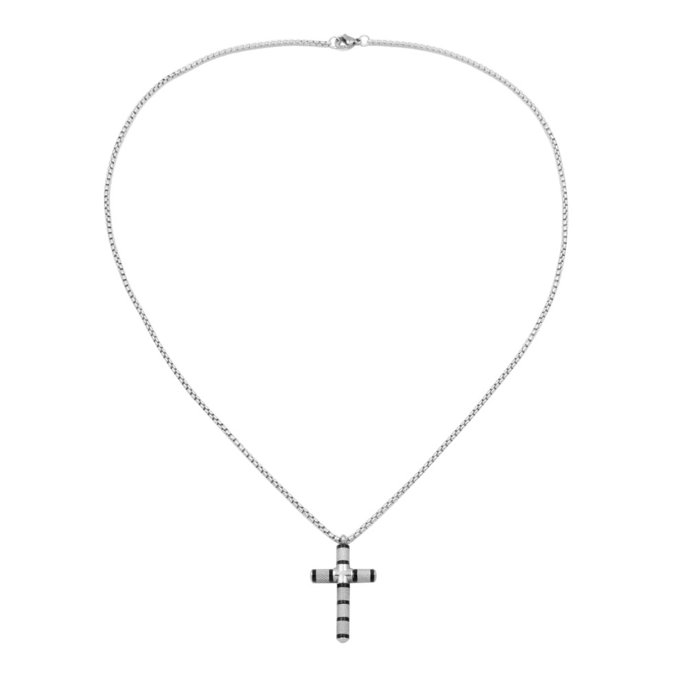 Steel necklace with cross