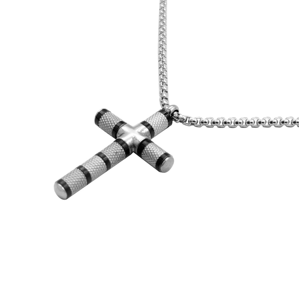 Steel necklace with cross
