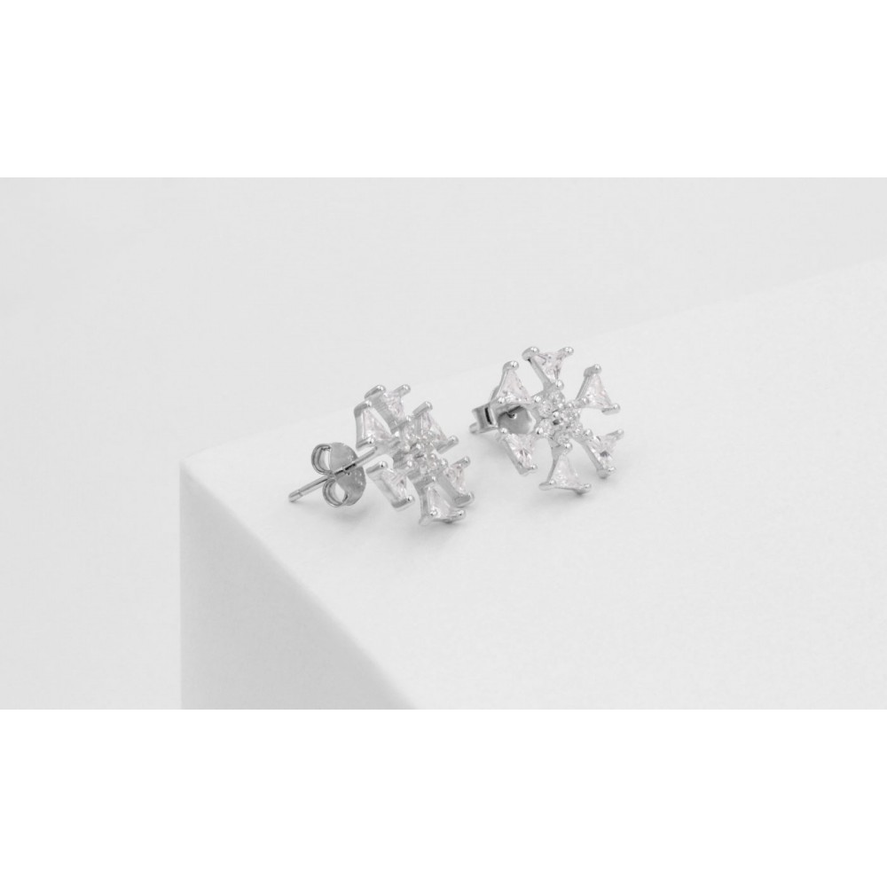 POS-008 925 Silver Snowflake earrings with crystals